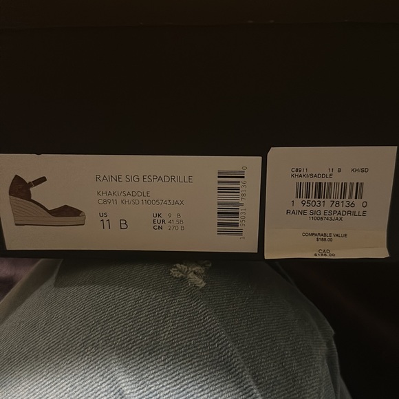 Brand New in Box Raine SIG ESPADRILLE Khaki/saddle size 11B - Picture 8 of 9